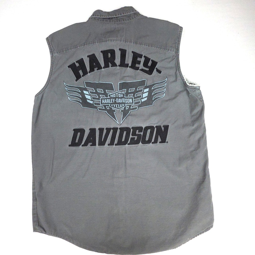 Harley Davidson MotorClothes Sleeveless Shirt Mens Medium Gray Graphic Cotton